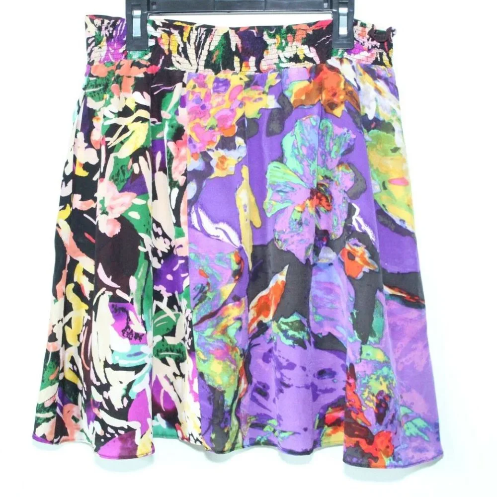 Maeve Silk Floral Carizzo Mini Skirt Pockets Purple Women's Size X-Small H13039 - Picture 5 of 10